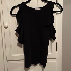 BLUSH Black Ruffle Womens Tank Top